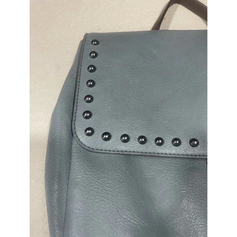 Fossil Blue Leather Studded Square Y2K Backpack Purse‎ 10